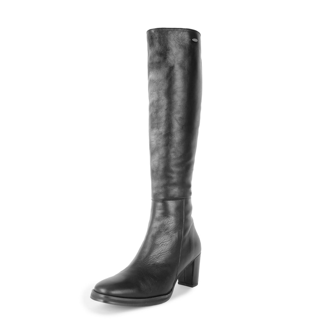 Stiefel mit kleinem Blockabsatz kniehoch (Modell 407) Leder schwarz