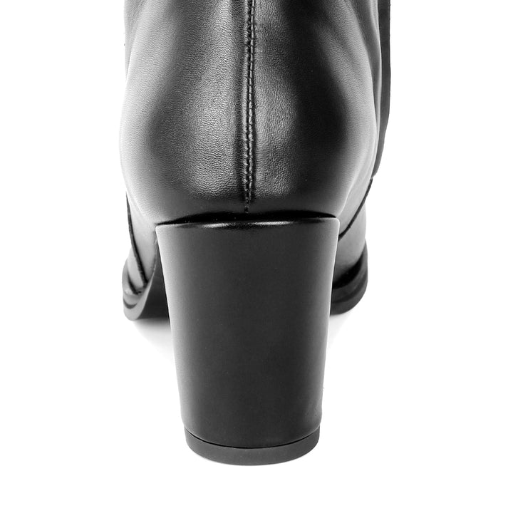 Stiefel mit kleinem Blockabsatz kniehoch (Modell 407) Leder schwarz