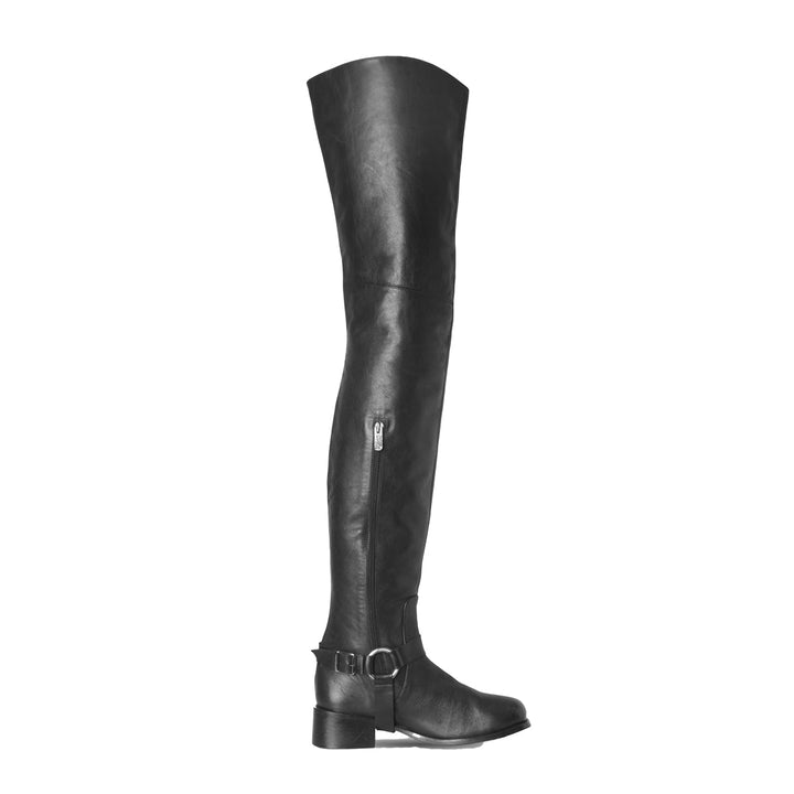 Biker boots thigh highs (model 105) leather burgundy