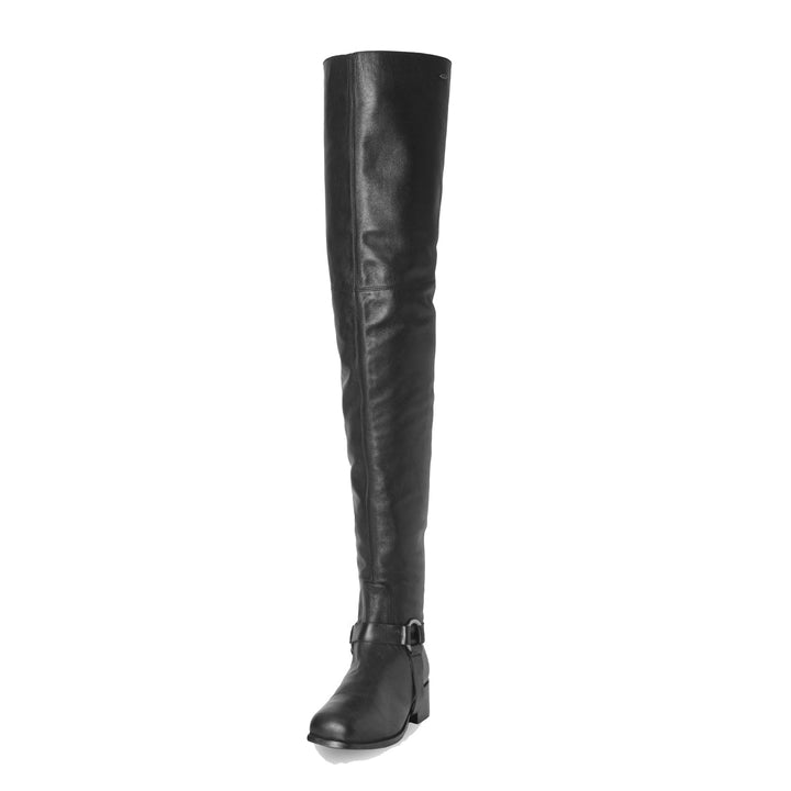 Biker boots thigh highs (model 105) leather marron