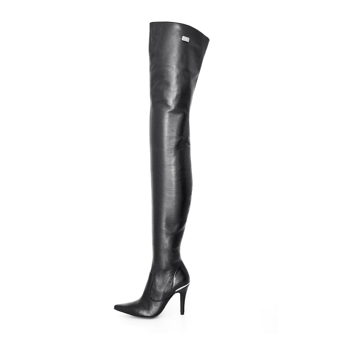 Super long high heel boots (model 106) suede light grey