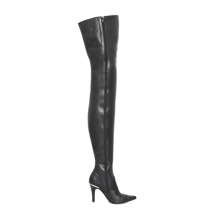 Super long high heel boots (model 106) leather ivory