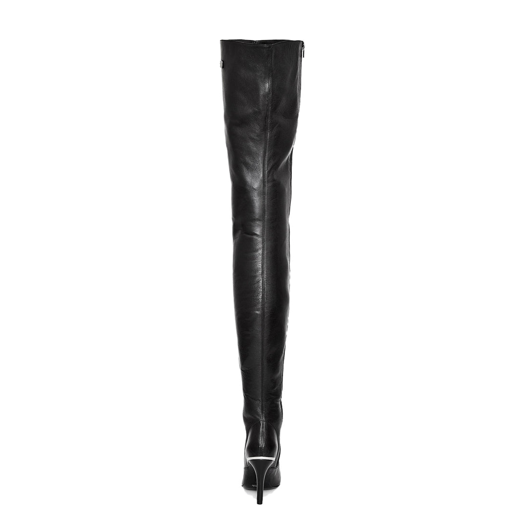 Super long high heel boots (model 106) leather black
