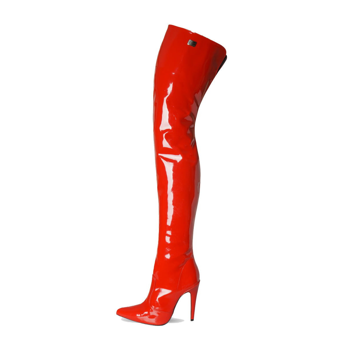 Black and red thigh high boots best sale