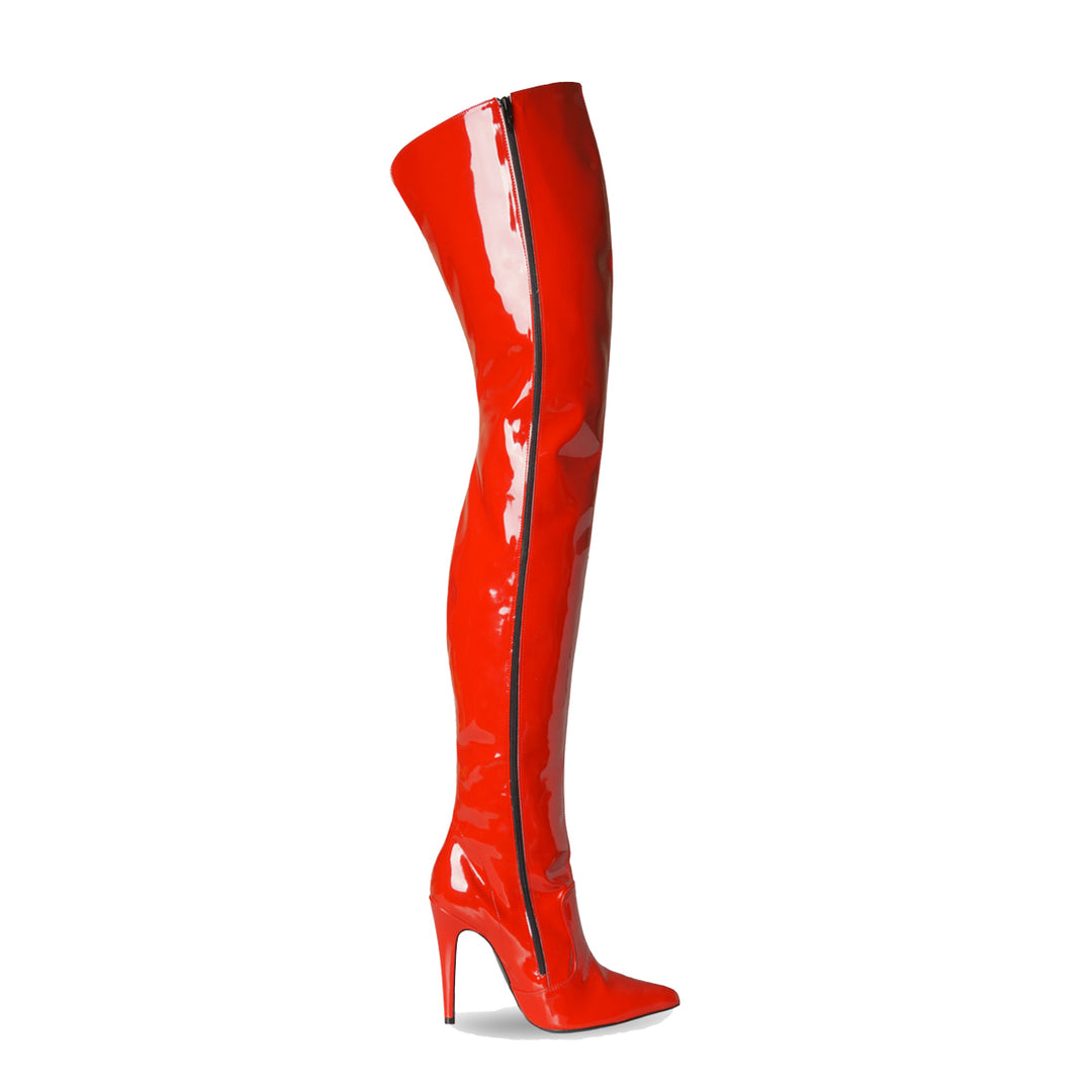 High heel thigh high boots (model 110) vinyl red