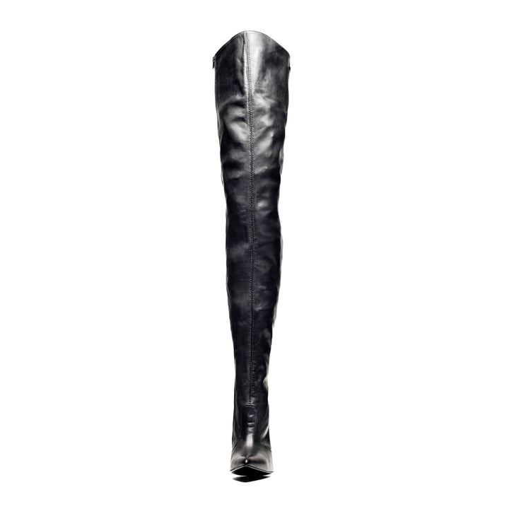 High heel thigh high boots (model 110) leather black