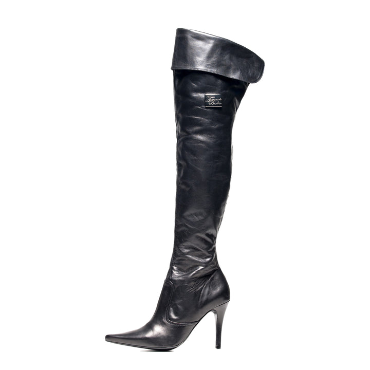 Classic over-the-knee boots flip top (model 111) leather black