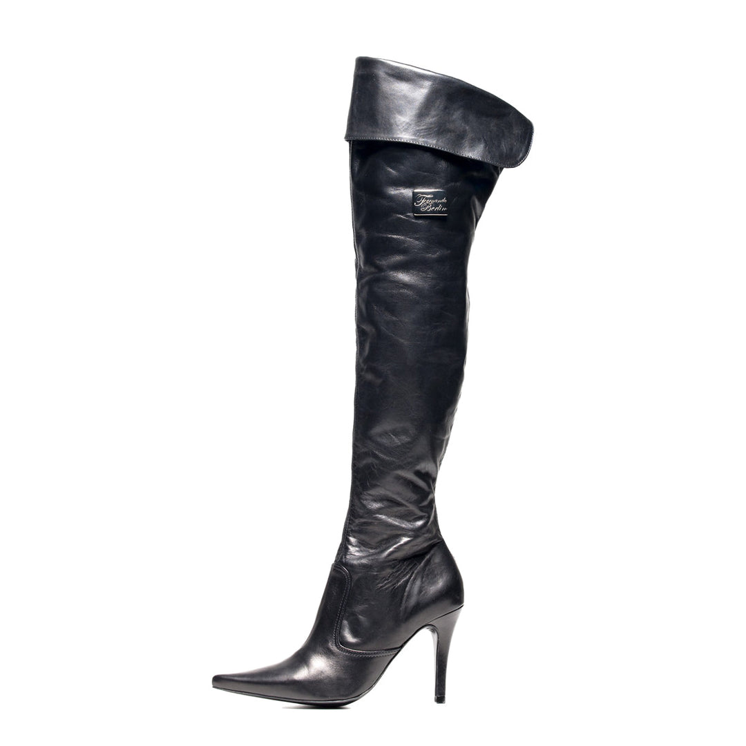 Classic over-the-knee boots flip top (model 111) leather camel