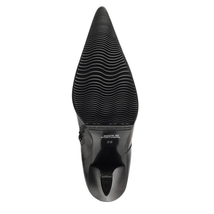 Spitzer Overkneestiefel mit Blockabsatz (Modell 112) Leder schwarz