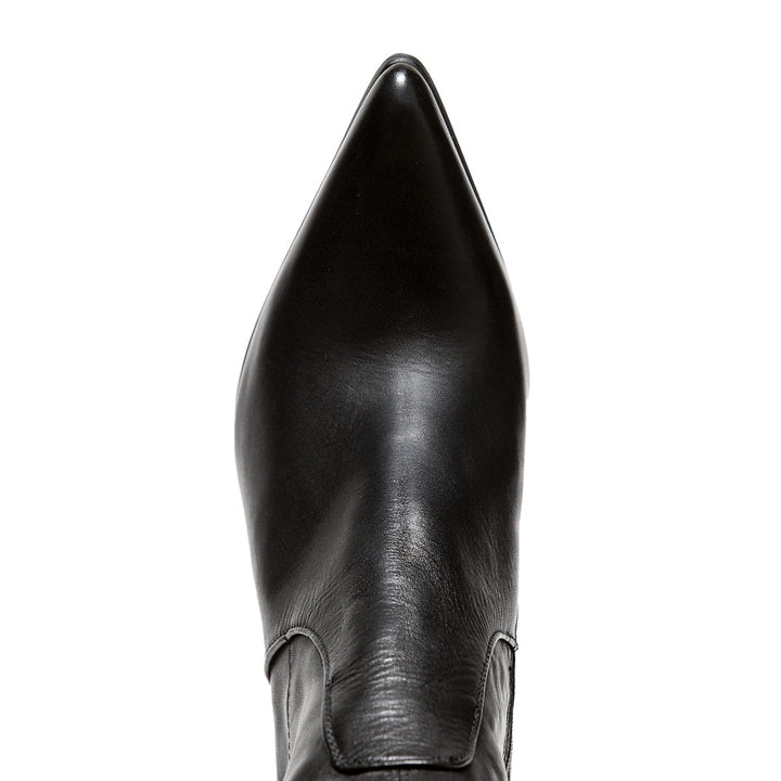 Crotch high boots block heel (model 112) vinyl red