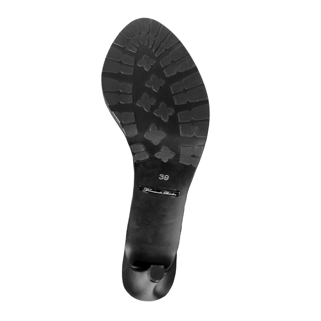 Schenkelhoher Stiefel mit Schnallen und Stilettoabsatz (Modell 117) Leder schwarz