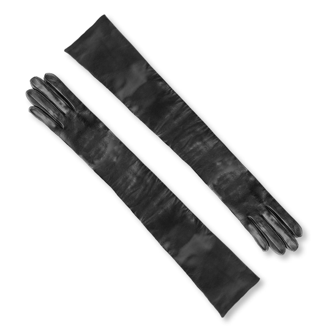 Galahandschuhe aus Leder ellbogenlang (Modell 202) Leder schwarz