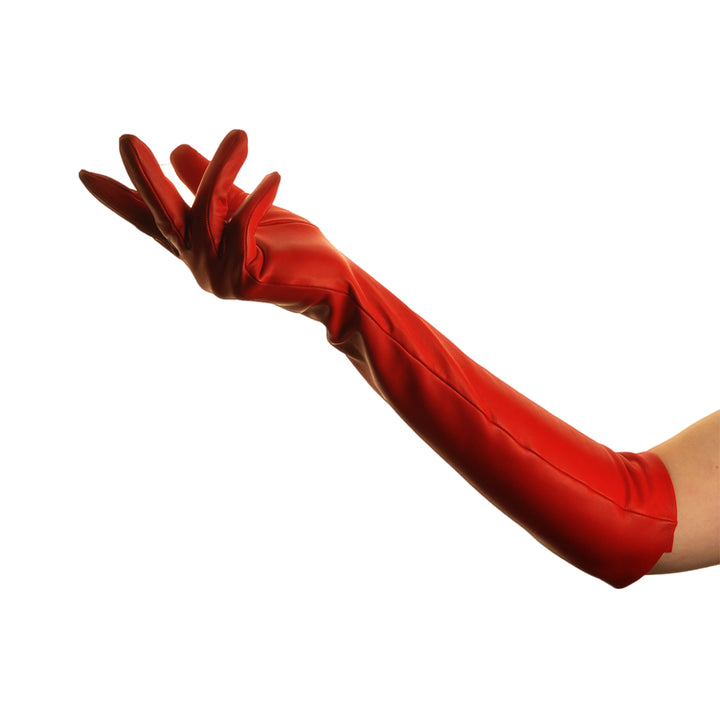 Opera gloves elbow length (model 202) leather red