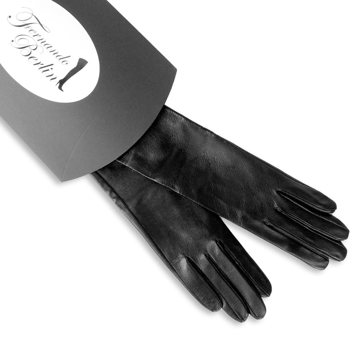 Opera gloves forearm length (model 203) black leather