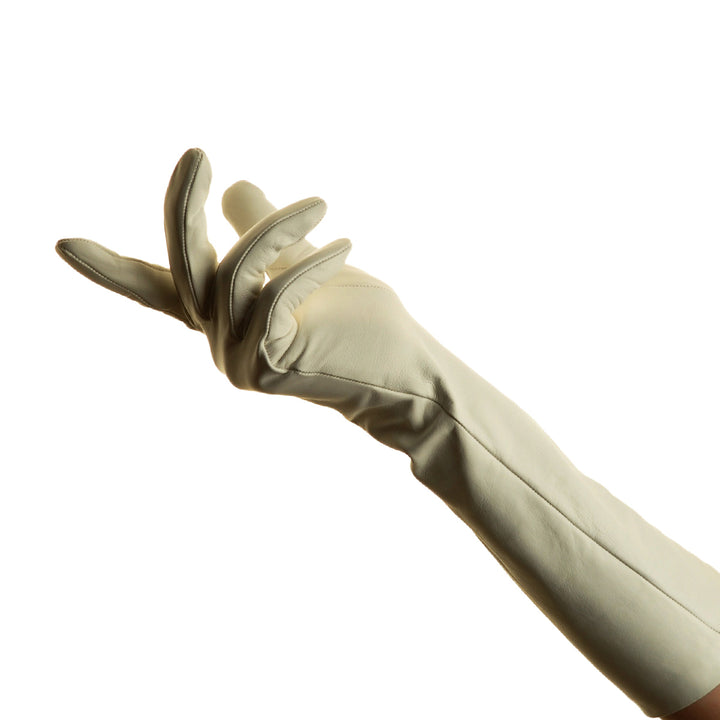 Opera gloves forearm length (model 203) leather white