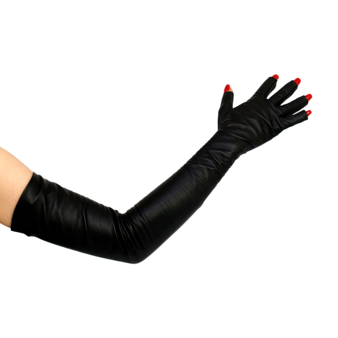Galahandschuhe fingerspitzenlos (Modell 206) Leder schwarz