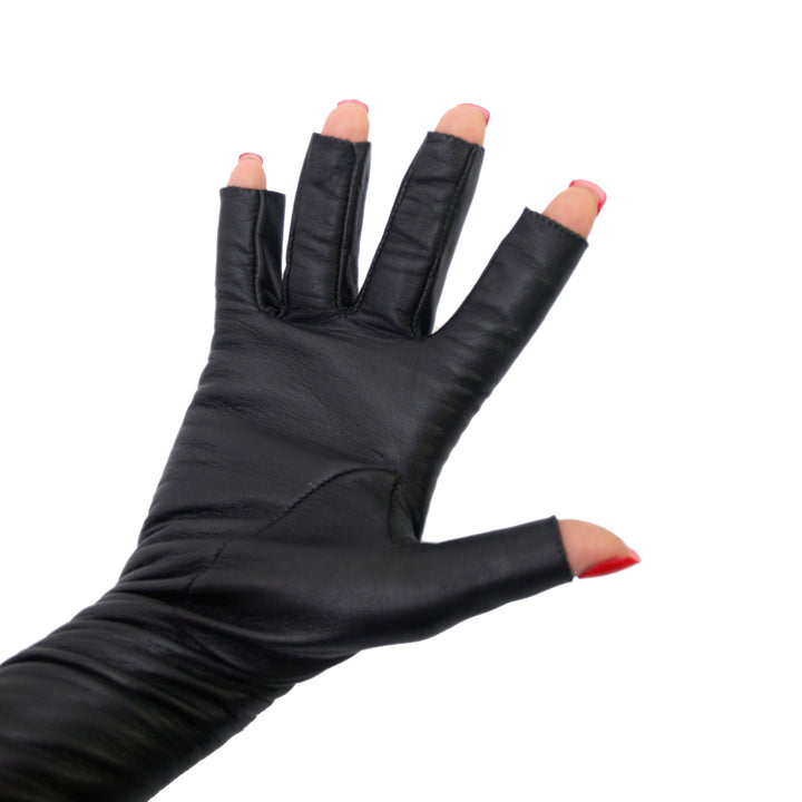 Galahandschuhe fingerspitzenlos (Modell 206) Leder schwarz