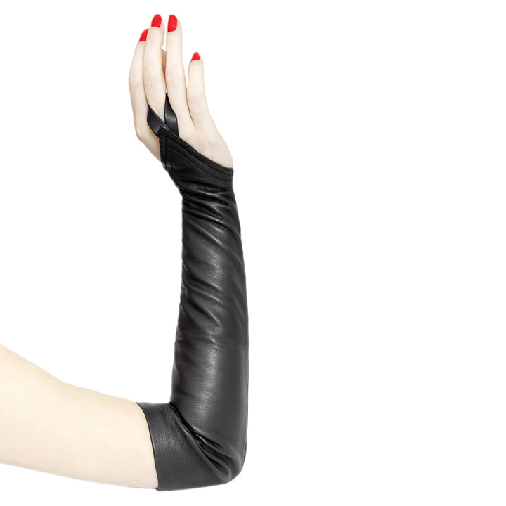 Handless leather gloves (model 207) black leather
