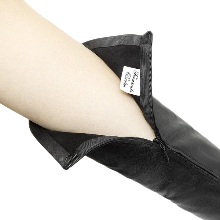 Opera gloves with zipper (model 209) leather black