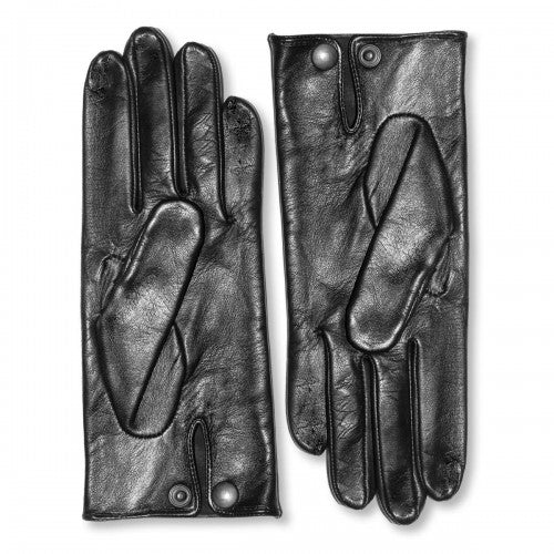 Short leather gloves with button (model 210) leather red