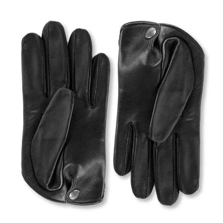 Short leather gloves with bow (model 213) leather white