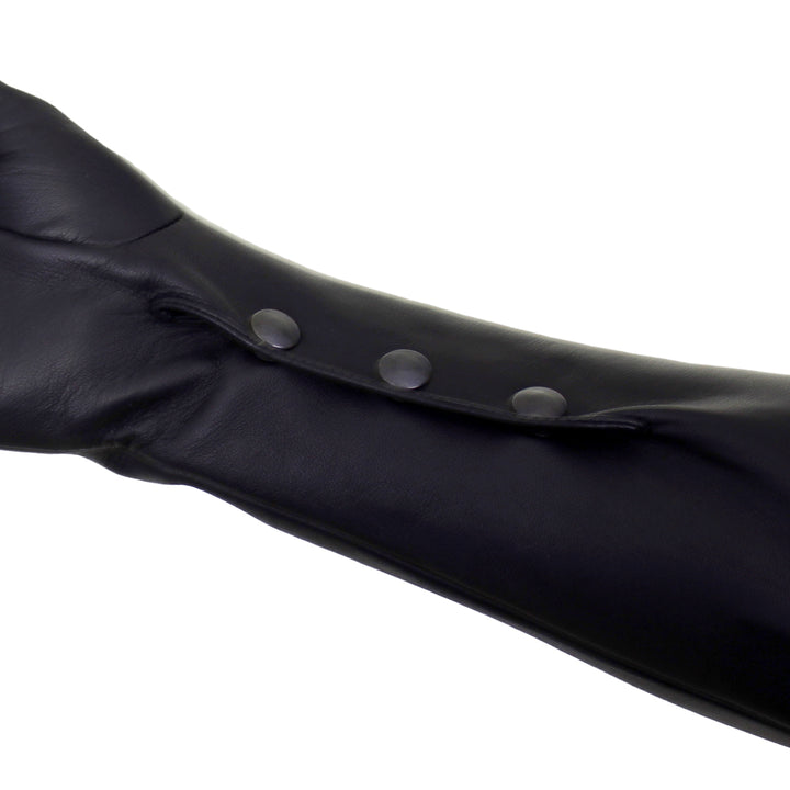 Galahandschuhe aus Leder mit Knöpfen unterarmlang (Modell 215) Leder schwarz