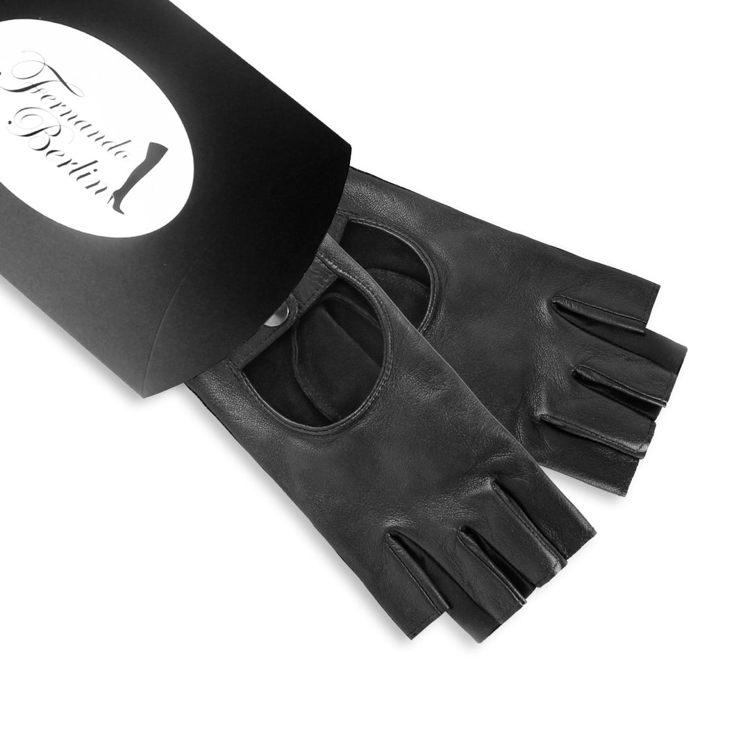 Fingerlose Autofahrer Handschuhe (Modell 222) Leder schwarz