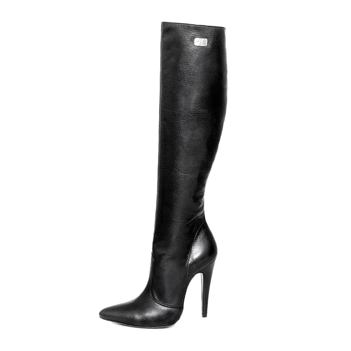 Knee high boots with high heels (model 300) leather red