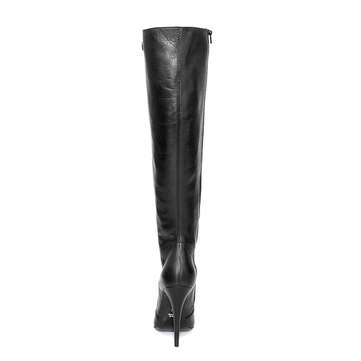 Knee high boots with high heels (model 300) leather red
