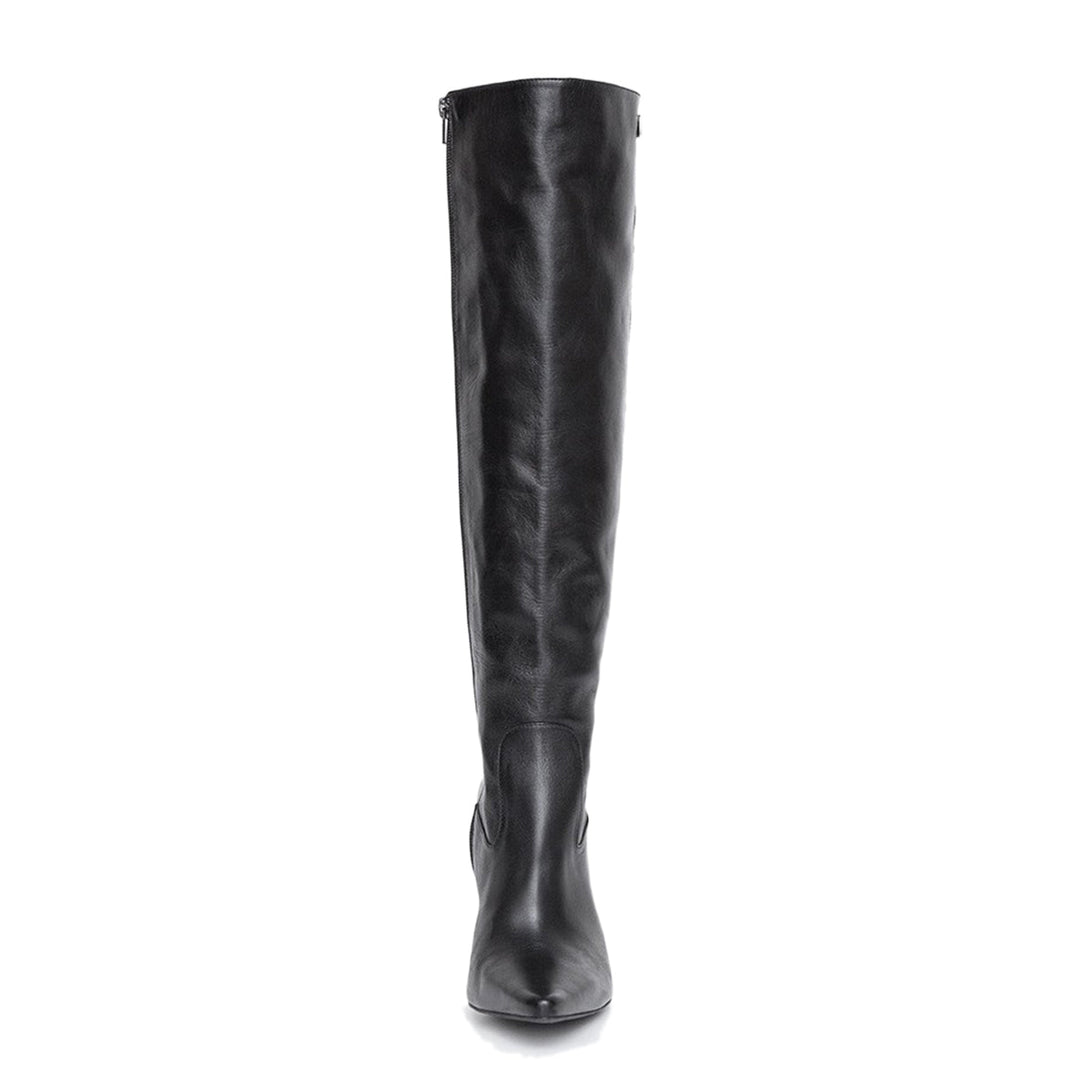 Knee-high boots with high heels (model 301) leather ivory