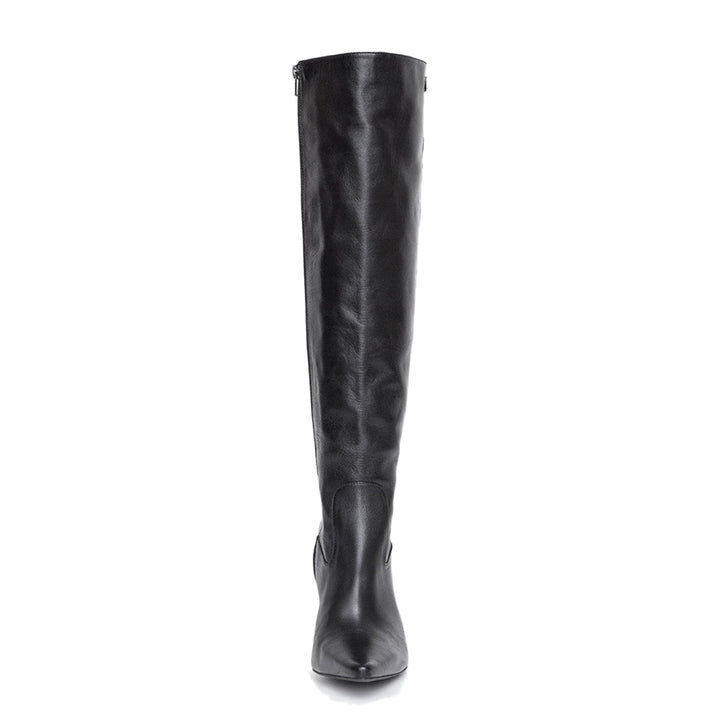 Knee high boots with high heels (model 301) vinyl red