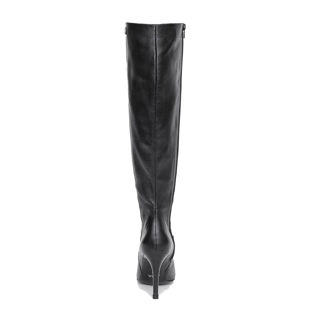 Knee-high boots with high heels (model 301) leather white