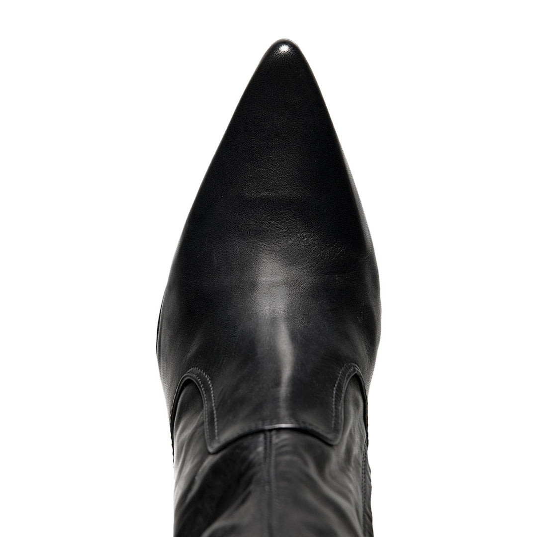 Kniehoher Stiefel mit High Heels (Modell 301) Leder grau