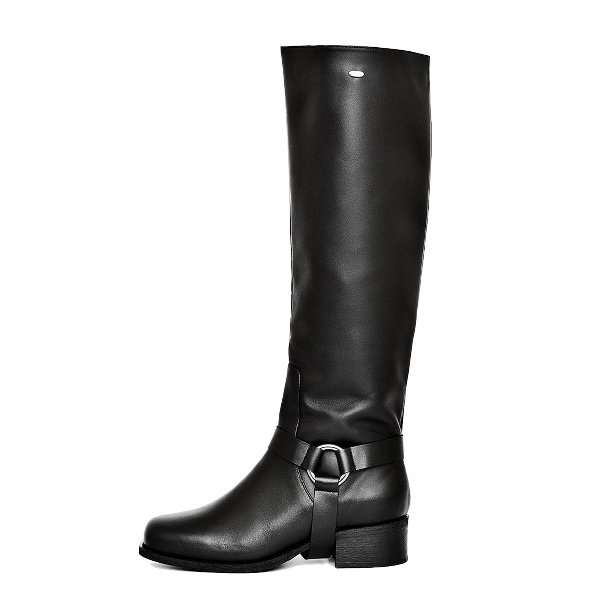 Black knee high biker boots online