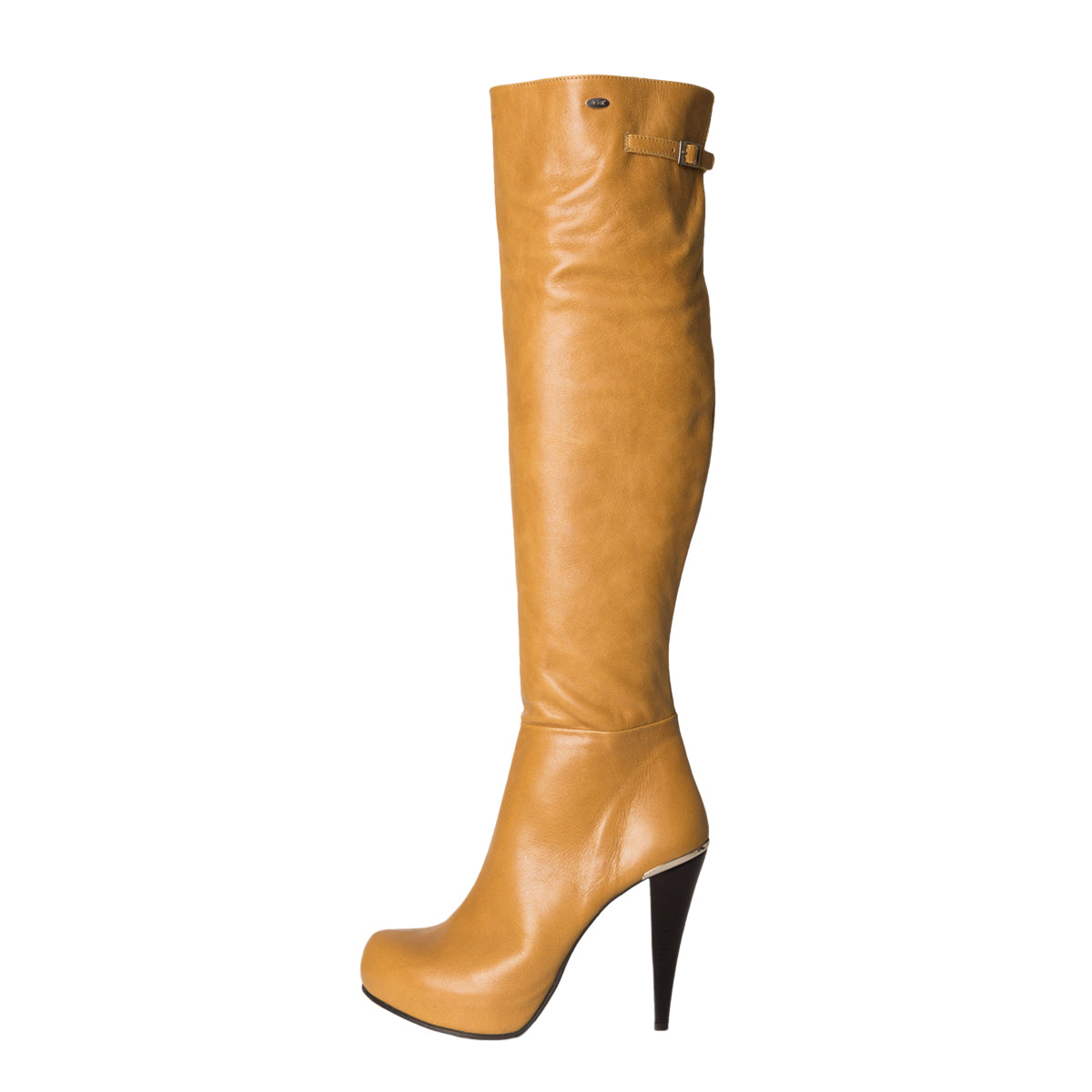 Over the knee boots with platform model 306 leather camel