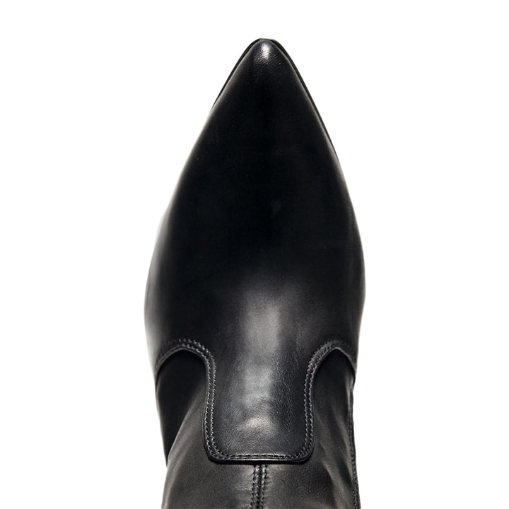 Knee high boots 14 cm heels with platform (model 303) leather grey