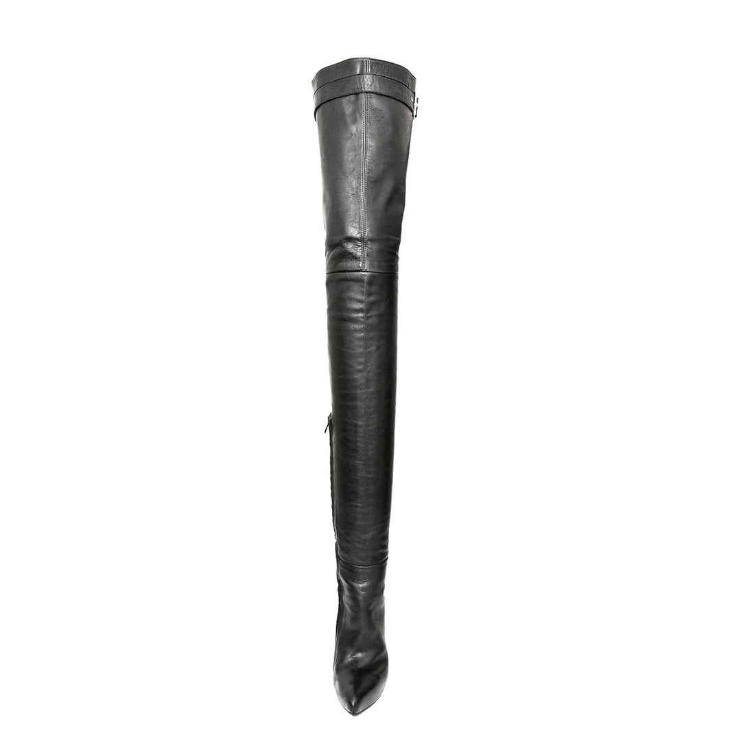 Super lange Overkneestiefel Schnalle (Modell 316) Leder schwarz