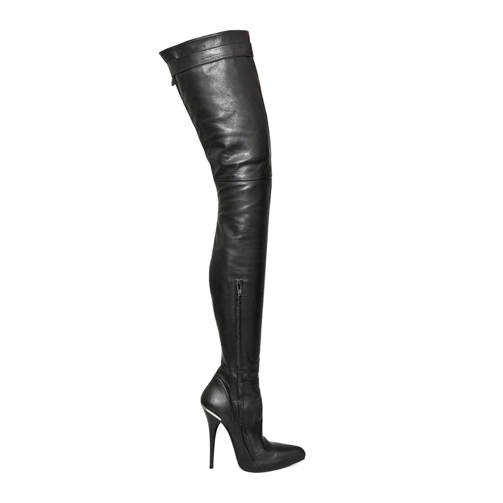 Super long boots with buckle (model 316) leather black