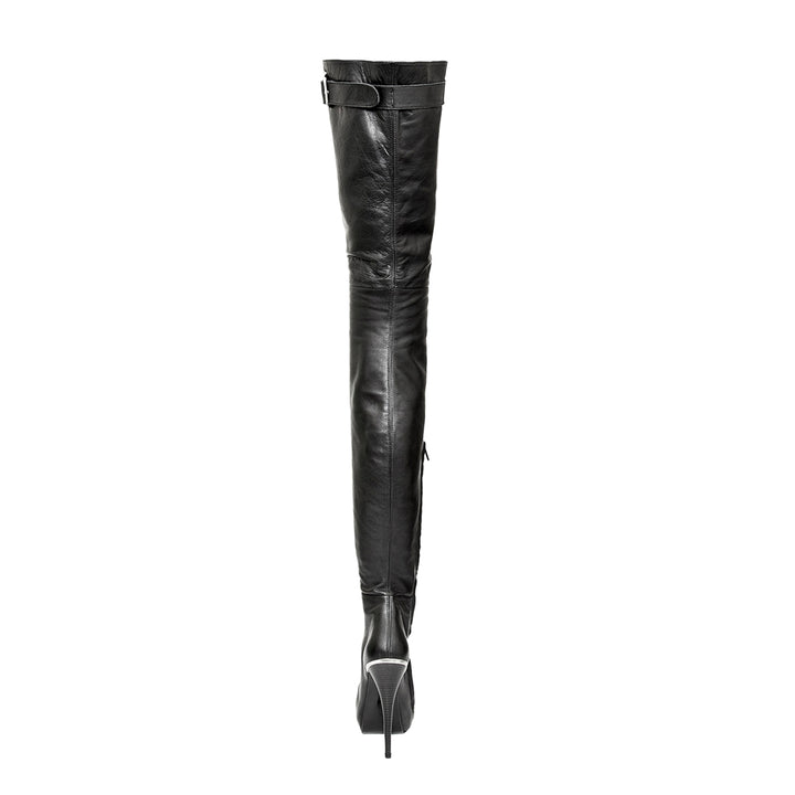 Super lange Overkneestiefel Schnalle (Modell 316) Leder schwarz