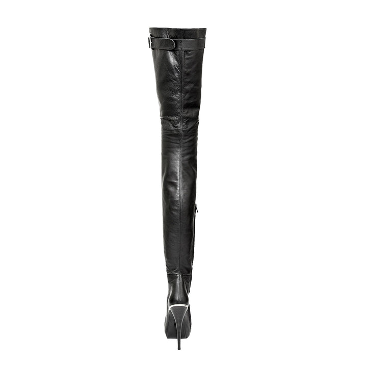 Super long boots with buckle (model 316) vinyl black
