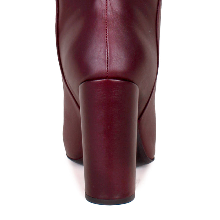 Bottes à tige large et talon bloc (modèle 340) cuir bordeaux