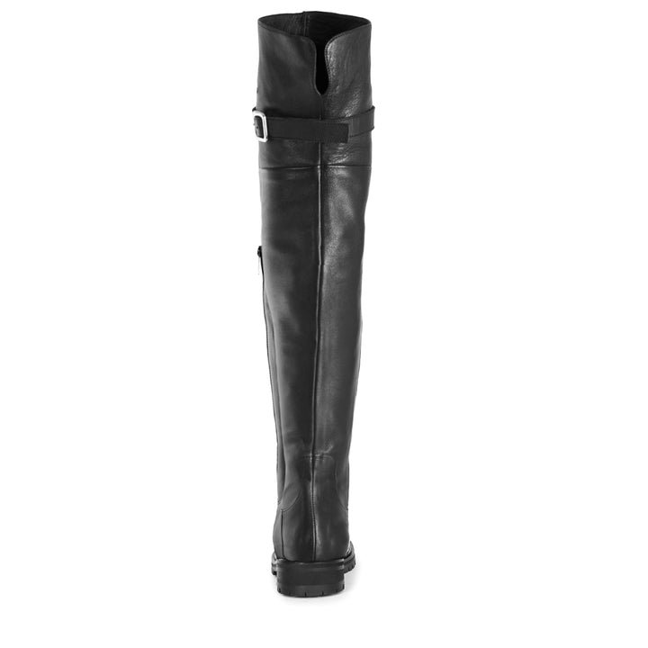 Over-the-knee boots with profile sole and strap (model 350) leather black  