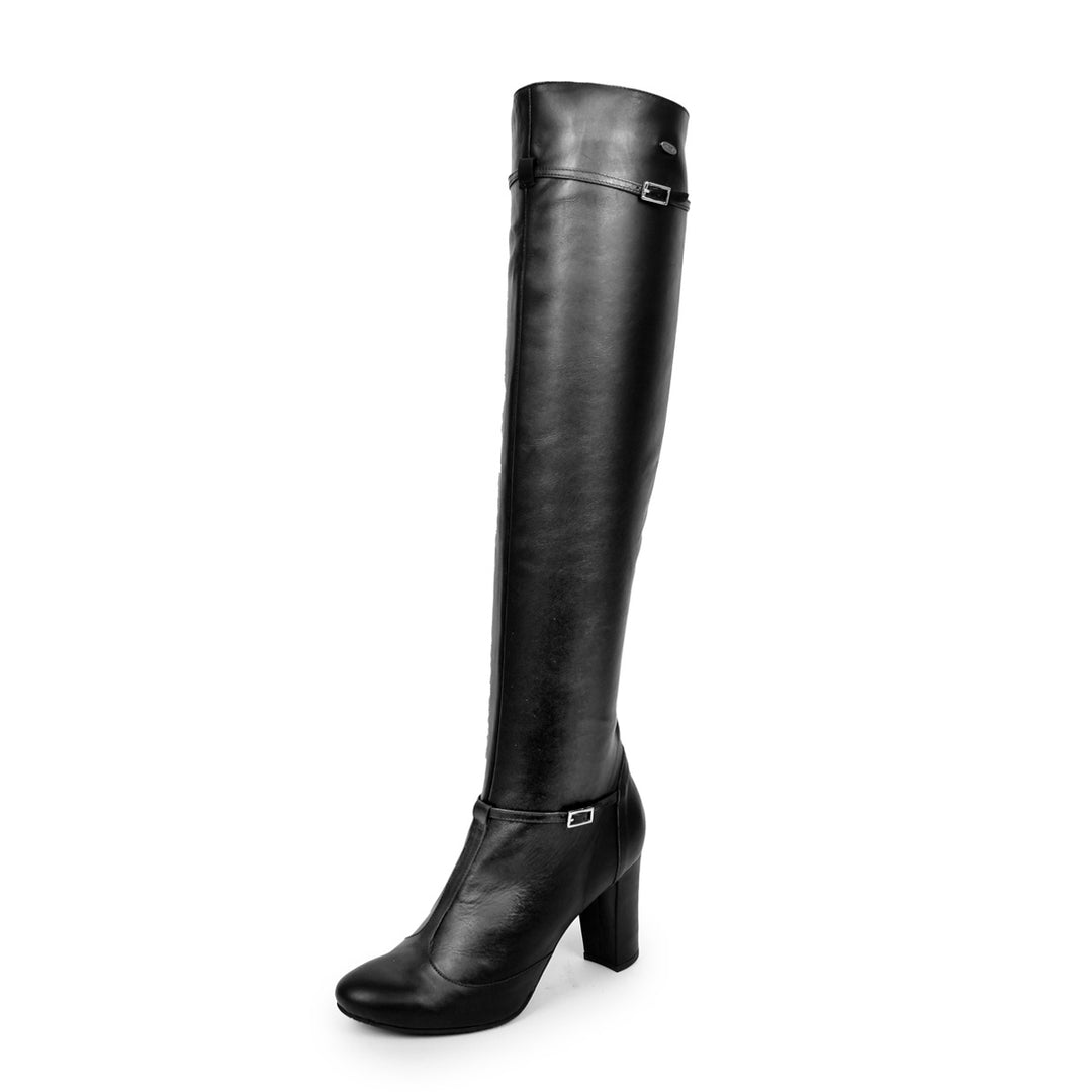 Over-the-knee boots Mary Jane style (model 418) black leather