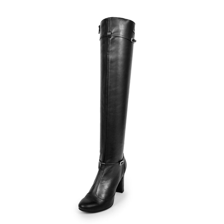 Over-the-knee boots Mary Jane style (model 418) white leather
