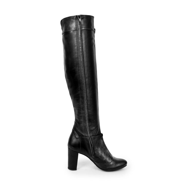 Over-the-knee boots Mary Jane style (model 418) black leather