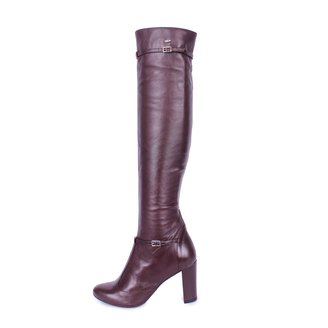 Over-the-knee boots Mary Jane style (model 418) leather bordeaux