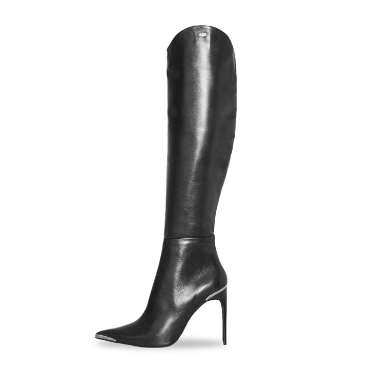 Knee high boots with metal toecap (model 460) vinyl black