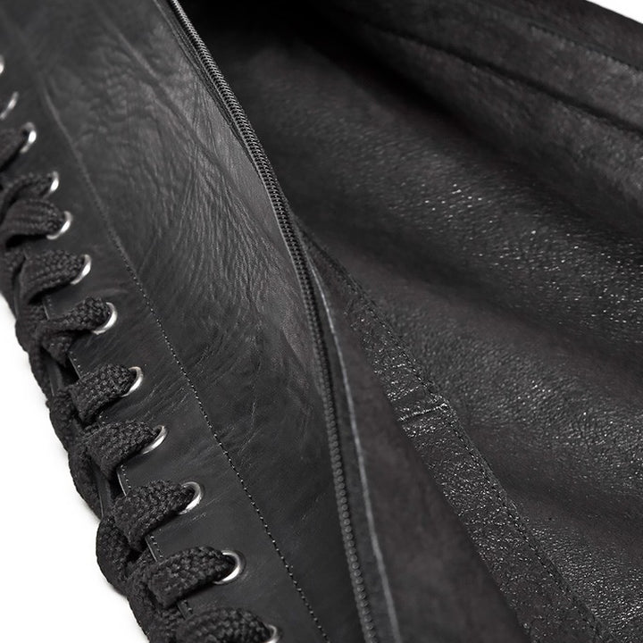 Sneaker Stiefel mit Schnürung (Modell 500) Leder schwarz