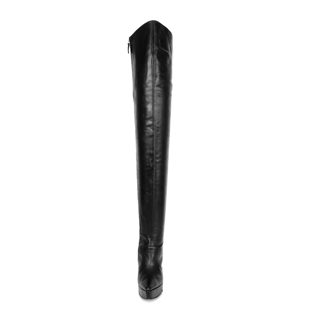 High Heel Overkneestiefel mit Plateau (Modell 506) Leder schwarz