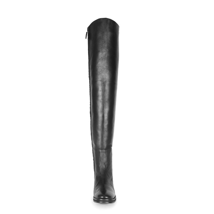 Thigh high boots mid-heel (model 507) leather bordeaux